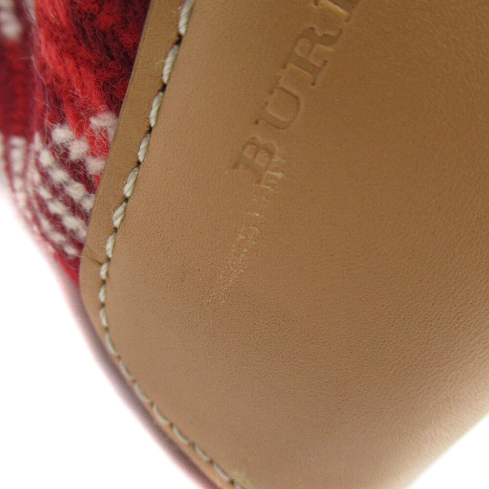 BURBERRY Check Tote Bag Wool Leather - Picture 7 of 10